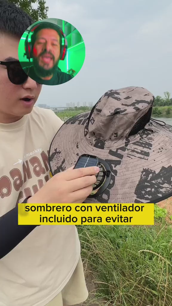 SOMBRERO CON VENTILADOR CON PANEL SOLAR